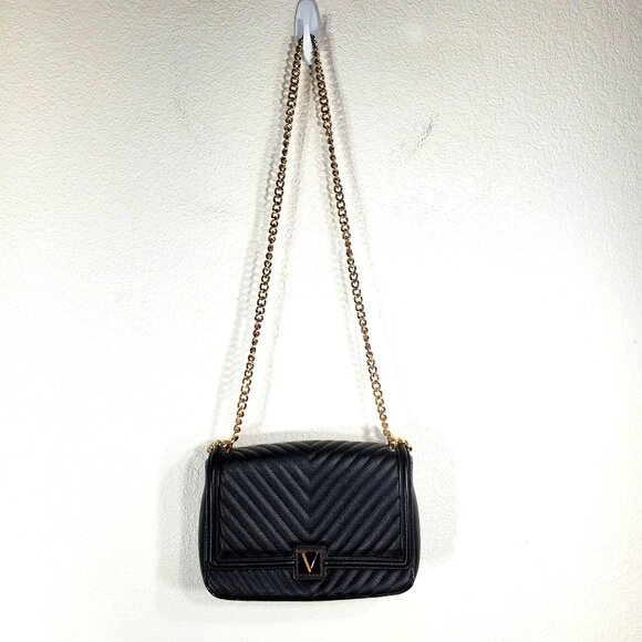 Victorias Secret Black Quilted Shoulder Bag With Gold Chain Strap Faux Leather - Picture 4 of 16